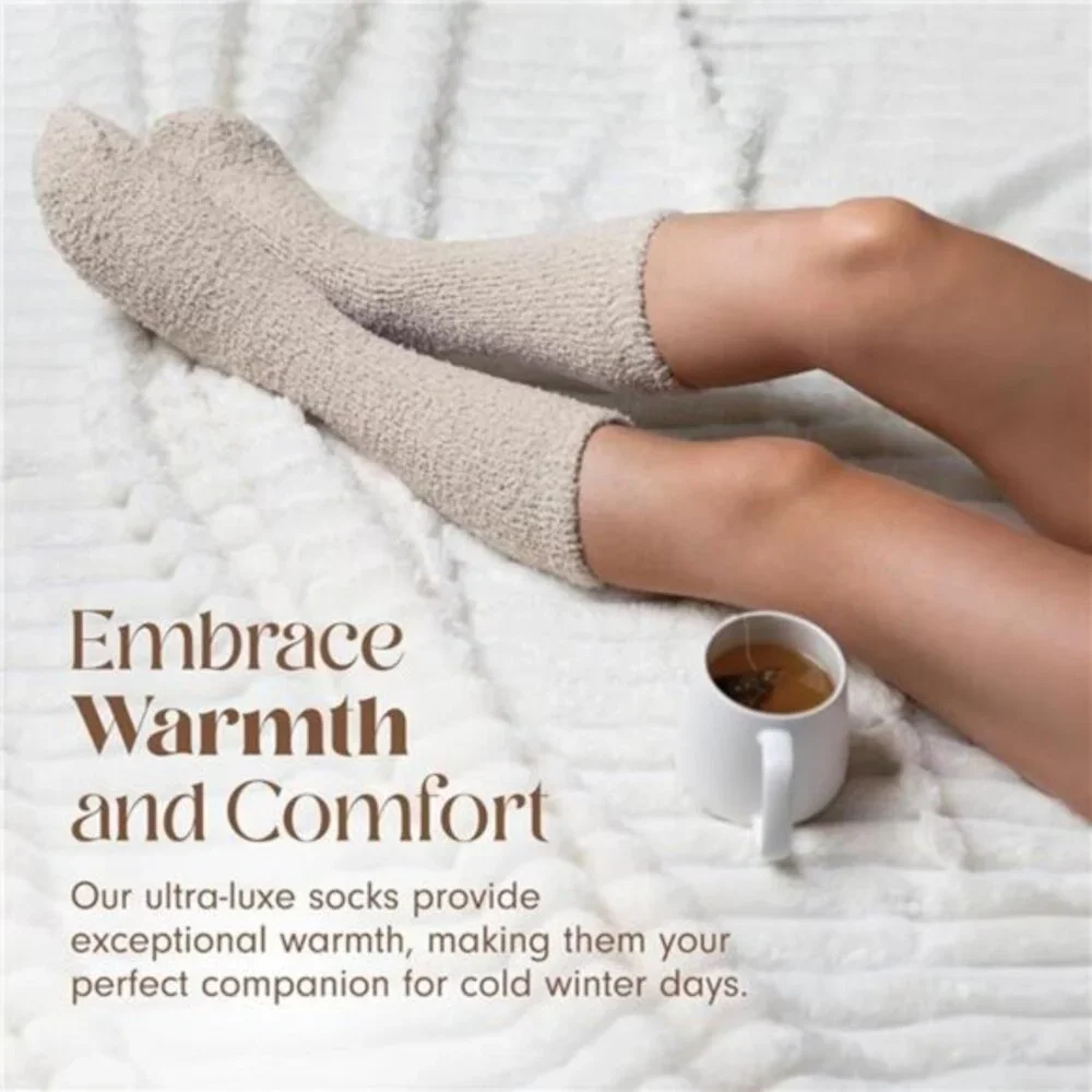 Unisex Cream Color‎ Gifts Warm & Cozy Ultra-Luxe Cloud Socks for Women & Men
